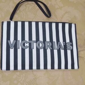 Victoria Secret Clutch Black and Cream Striped.